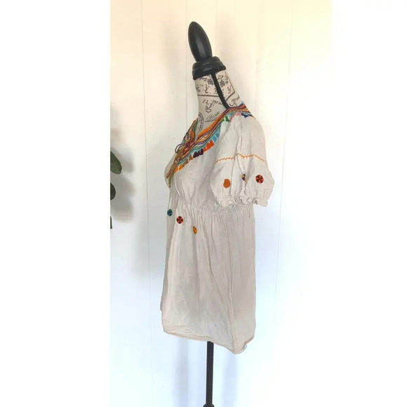 Mexican Tunic Top embroidered Blouse Handmade Hippie Boho One Size (S-L) - Picture 6 of 7